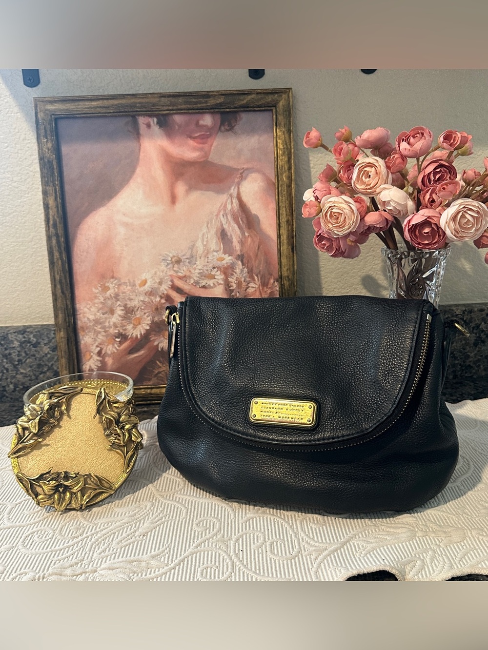 Marc by Marc Jacobs Bag 100% Cow Leather Black Pebble Crossbody Bag NO STRAPS